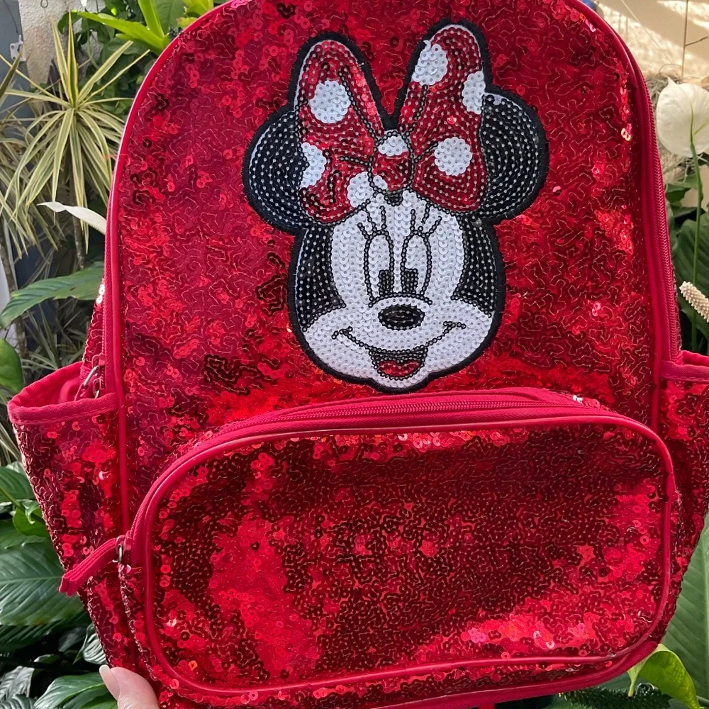 Disney Red Sequined Minnie Mouse Backpack